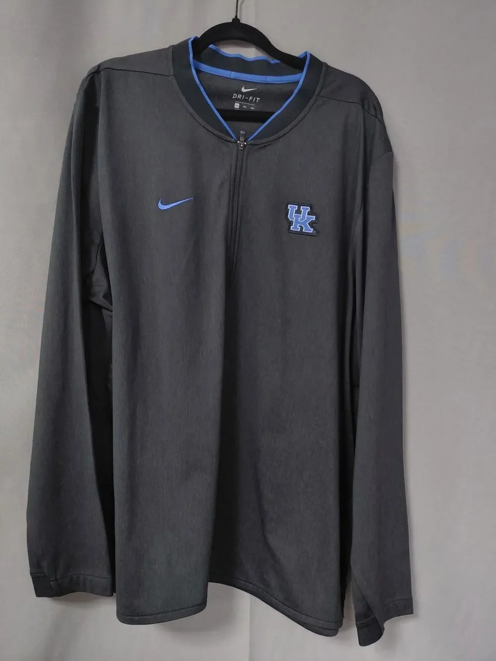 Nike Gray Collared Knit Half Zip Graphic Sweatshirt Men Size XXL